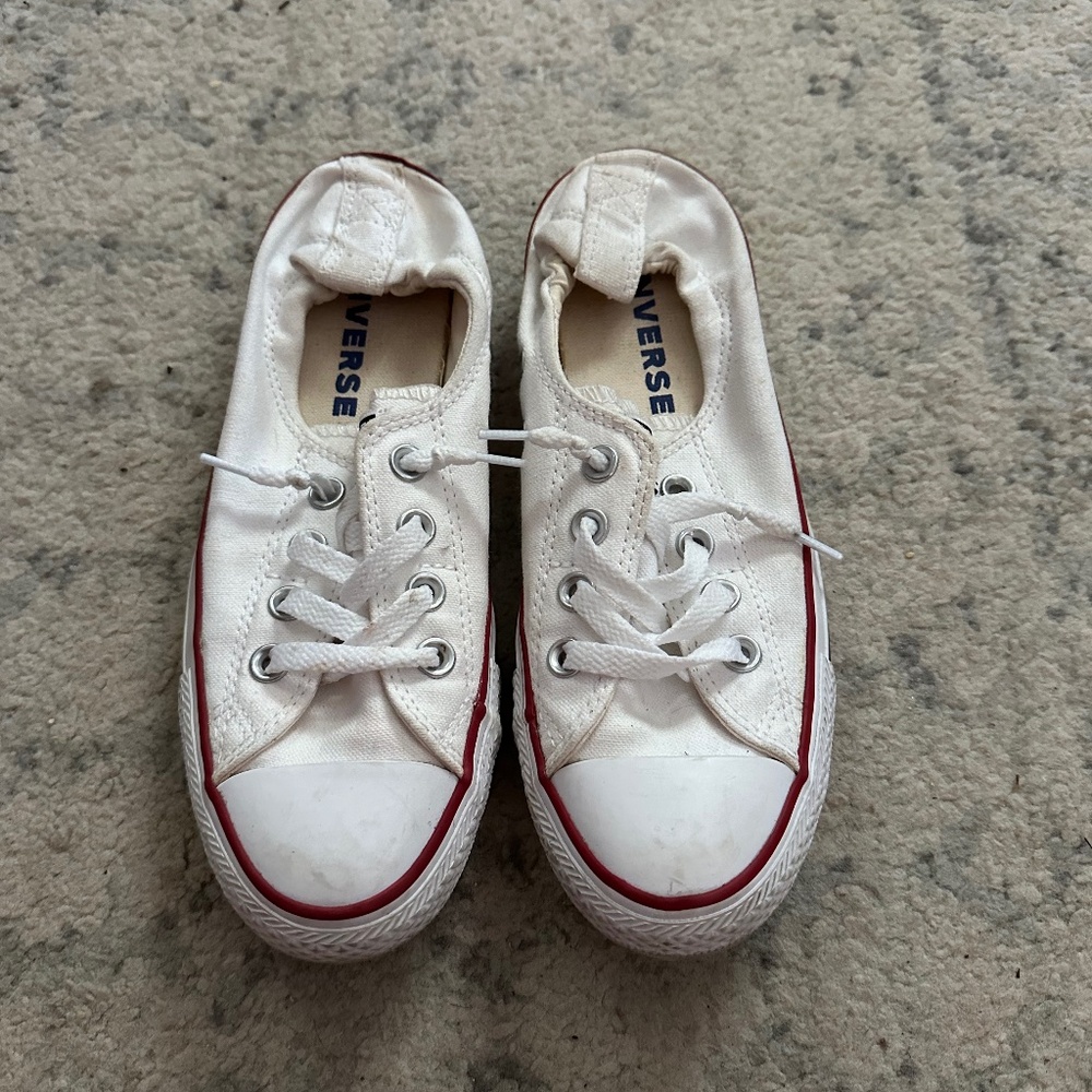 Converse white slip on no tie chuck taylors